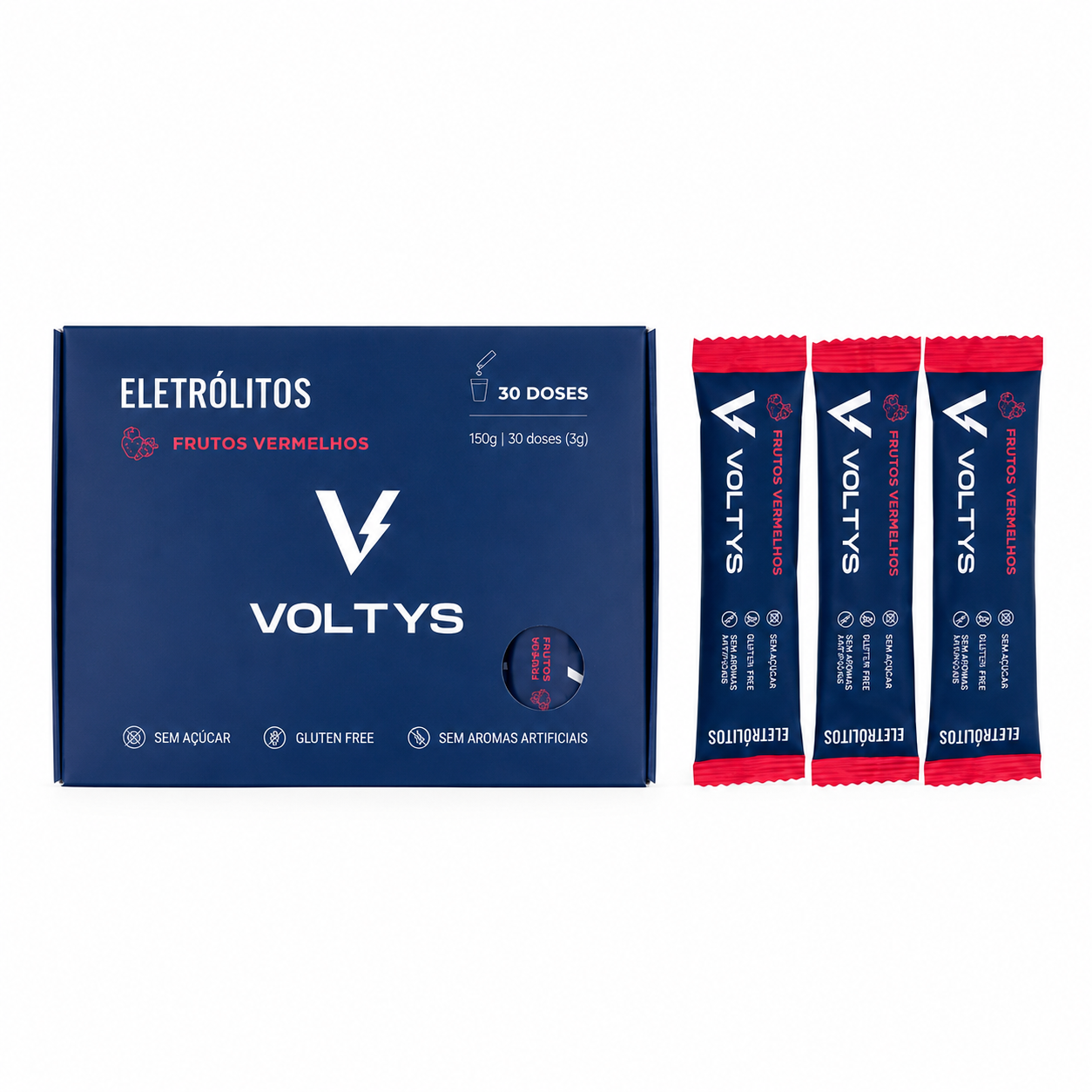 Eletrólitos Voltys™ Frutos Vermelhos – Pack 30 Saquetas