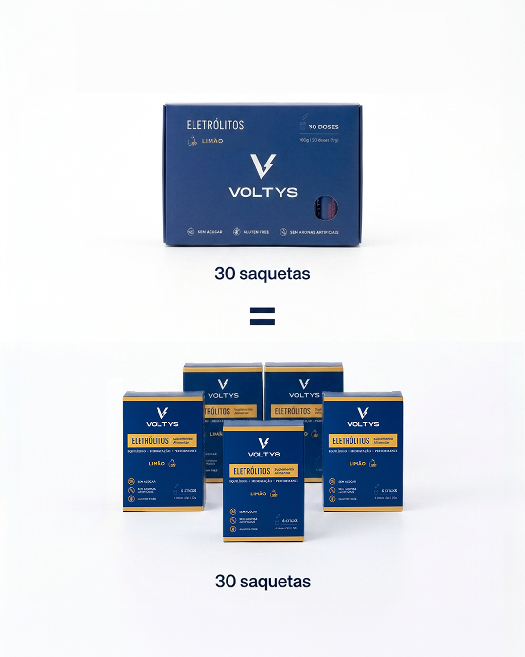 Eletrólitos Voltys™ Limão – Pack 30 Saquetas